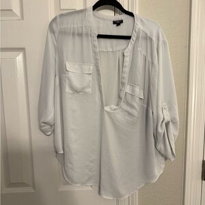 Torrid white Blouse with Roll-Tab Sleeves